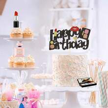 5pcs Makeup Themed Cake Decorations - 3D Resin Cosmetic Cake Toppers, Lipstick, Paper Cup Cake Decor, Perfume Bottle Cake Decorations, Suitable For Bridal Shower, Makeup Salon, Spa Theme Party - 5pcs - View 5