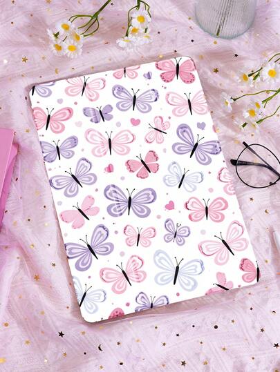 1个可爱卡通蝴蝶波点爱心图案平板电脑保护套，兼容(A16) 11英寸第11代2025款/第10代、10.2英寸、Pro 2021/2020款、Galaxy Tab A8 10.5英寸2022款、Matepad 10.4/Tab等型号，防摔，带笔槽，支持睡眠/唤醒功能，适合送给孩子/家人，年末礼物，浪漫之选。