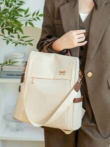 Women's Fashion Anti-Theft Backpack With Large Capacity For Travel And Laptop - Beige - View 2