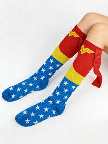 Warner Bros 1 Pair Unisex European & American Style Star Pattern Knee-High Socks, DIY Design, Suitable For Independence Day, Halloween, Holidays And Couples Wear - Multicolor - View 6