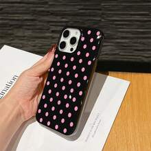 Funda protectora de teléfono con patrón de lunares, estilo y a prueba de golpes de TPU, compatible con modelos de Apple, adecuada como regalo de cumpleaños y Navidad para parejas, novias, hijas y adolescentes - Negro - Ver 2
