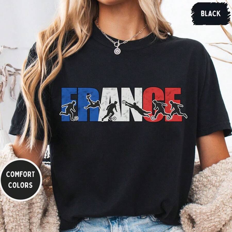 France Soccer Comforts Colors Shirt _ France Patriotic World Football Fan Tee _ Cup Soccer Lover Gift. - màu đen - Xem 1