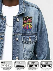 1pc Colorful Mushroom Embroidered Patch, Heat Seal Backing For Easy Application On Clothes, Hats, Bags, Jackets, Jeans And Other DIY Accessories, Suitable For Music Festival And Boho Style - Square - View 12