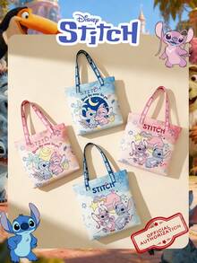 Disney 1 Pc Officially Licensed Stitch Pattern Canvas Tote Bag, Girl's Large-Capacity Shoulder Bag, Lightweight Reusable Shopping Bag – Ideal For Students, Teens, Cartoon Fans, Perfect For Daily Commutes, Grocery Shopping, School Runs, Beach Trips, Holiday Gatherings,Back To School - Multicolor - View 2