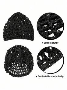 1/4pcs Black Mesh Sleep Cap, Wig Cap, Chef Hat, Fluffy Bun Cover, Suitable For Women, Dancers, Sleep Cap - / - View 2