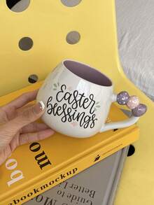 1pc Easter Bunny Egg Mug Creative 3D Rabbit Egg Ceramic Mug Design Suitable For Home Living Rooms And Bedrooms Breakfast Cup, Afternoon Tea Latte Art Festive Gatherings, Gift-Giving Occasions Easter Holiday Gift - Multicolor - View 12