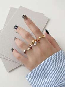 925纯银极简波浪纹戒指，女士日常佩戴 - Wave Ring - 查看 4