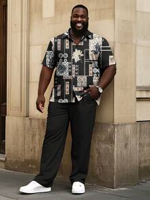 Plus-Size Men's Clothing, Summer Plus-Size Men's Suits, Casual Plus-Size Men's Shirt Suits - 彩色 - 查看 2