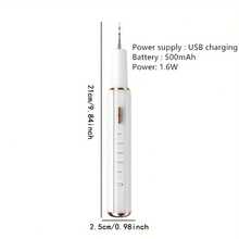 Sistema de cuidado oral 2 en 1 con 5 modos ajustables - Juego de cepillo de dientes eléctrico con luz LED y 5 modos ajustables - Recargable a través de batería de litio USB 500mAh - Blanco - Ver 9