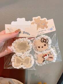 SANRIO 2片可爱卡通蕾丝魔术贴发际线贴纸，不伤头发，适合日常佩戴 - 彩色 - 查看 4