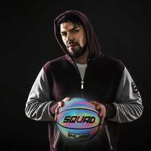 SQUAD NightPlay Reflective Basketball Size 5, Size 7 - Cool Holographic Glow Basketball for Night Game, Ideal Gift for Boys Girls 10-14 Year Old, Cool Teen Toys - ColorA - Ver 6