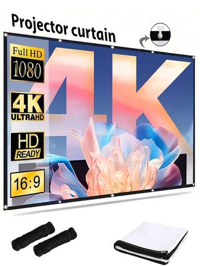 120 Lnch Projection Screen, Double Sided Washable Outdoor Projection Screen, 16:9 Foldable Anti-Crease Portable Projector Movie Screen