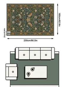 Tapete vintage marroquino com estampa floral e totem de pássaros (1 peça), em imitação de lã macia, ideal para banheiro, cozinha, hall de entrada, corredor, cabeceira, sala de estar e quarto. Lavável à máquina. Decoração para casa. - Multicolorido - Ver 14