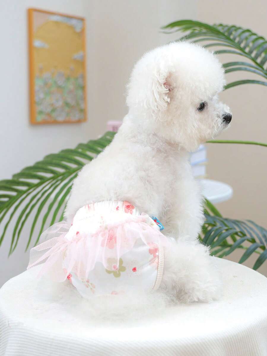 PETCIRCLE 1件宠物狗衣服,室内外皆宜,欧美韩风,适合贵宾犬、泰迪犬、小型犬和幼犬,休闲时尚可爱舒适宠物尿布 - 彩色 - 查看 1