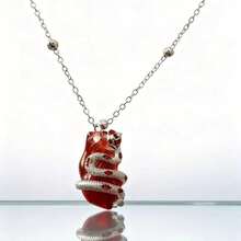 1件哥特暗黑风格个性化夸张蛇缠绕树脂心形吊坠可调节铜项链，礼物，度假风，派对，夜店，日常休闲佩戴 - 蛇 - 查看 1