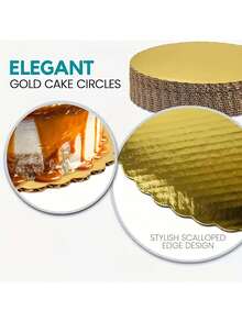 1/5件装金色蛋糕盘，闪亮金色瓦楞纸蛋糕板，6/8/10/12英寸圆形蛋糕板，用于蛋糕装饰，适用于圣诞节、万圣节、复活节、感恩节和婚礼庆典。 - 多款 - 查看 9