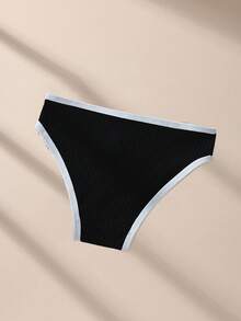 2pcs Women's Minimalist Casual Bow Tie Black & White Breathable Comfortable Panties, Teenage Underwear - Multicolor - View 4