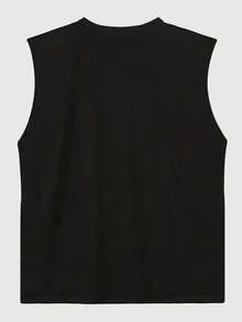 FRACTYR Men's Casual Sleeveless T-Shirt, 80 Graphic Print, Loose Fit Summer Sports Style Tank Top - Black - View 5