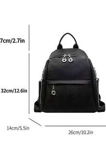 1pc Fashion Casual Large Capacity Multi-Pocket PU Leather Backpack, Adjustable Shoulder Strap, Campus Style Student Backpack - Multiple Colors - View 12