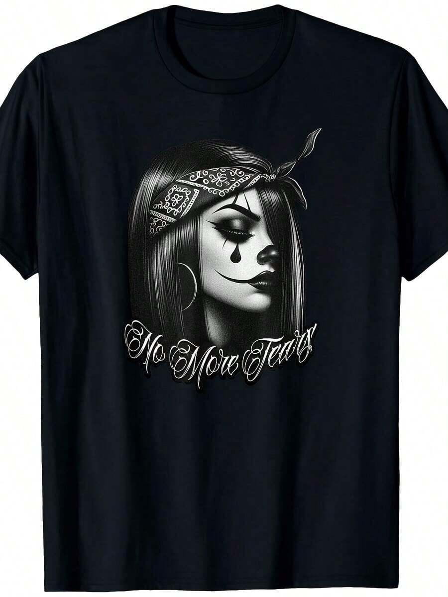 Men'S NO MORE TEARS Chicana Tattoo Chola Gangster-Shirt |   Crew Neck, High Street, Short-Sleeved, Breathable, Everyday Shirt Gym, Travel, Casual Outfits, Washable, Plus Size Big & Tall Apparel, - Street Fashion Shirt - Breathable And Light - Comfort Fit - Casual & Stretchy - Geometric Pattern - Casual-Shirt - 款式 - 查看 1