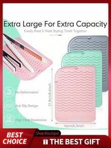 1个硅胶隔热垫，直发器加热垫，卷发棒隔热垫，造型工具垫套，适用于直发器和卷发棒的隔热垫，美发工具收纳隔热垫，硅胶隔热工具垫 - 查看 3