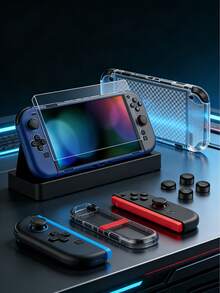 Bộ nâng cấp 6 trong 1 dành cho Switch 2 (2025), bao gồm ốp bảo vệ có thể gắn vào đế sạc với tay cầm có thể thay thế, miếng dán màn hình cường lực 9H và 6 nắp đậy cần điều khiển, vỏ TPU chống trượt và chống sốc giúp tăng cường sự thoải mái khi chơi game. - Xem 2