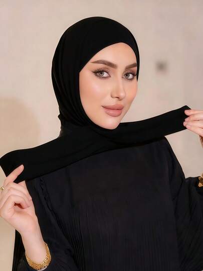 1pc Women's Classic Minimalist Skin-Friendly Adjustable Hook And Loop Two-Way Scarf/Headcover, Soft Modal Silk-Like Cotton, Suitable For Daily Life, Festivals, Gatherings, Worship, Prayer - Solid Color Turban Jersey