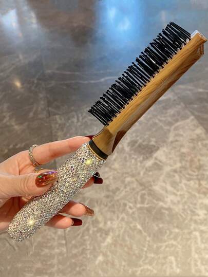 1pc High-Quality Sparkling Rhinestone Hair Comb, Volumizing Styling Comb, Suitable For Home, Bathroom, Travel, Creative Gift
