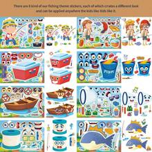 Bộ 8/16/24/32 miếng dán mặt trẻ em, 8 mẫu hoạt hình câu cá khác nhau, thích hợp làm quà tặng sinh nhật và hoạt động thủ công cho trẻ em. - Nhiều màu - Xem 6