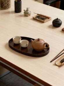 1 Khay gỗ hình elip chắc chắn dùng để đựng thức ăn, bánh mì, bữa sáng, món tráng miệng, cà phê, trà, đồ ăn nhẹ - Khay phục vụ tiệc, nhà bếp, quà Giáng sinh - Cà phê nâu - Xem 6