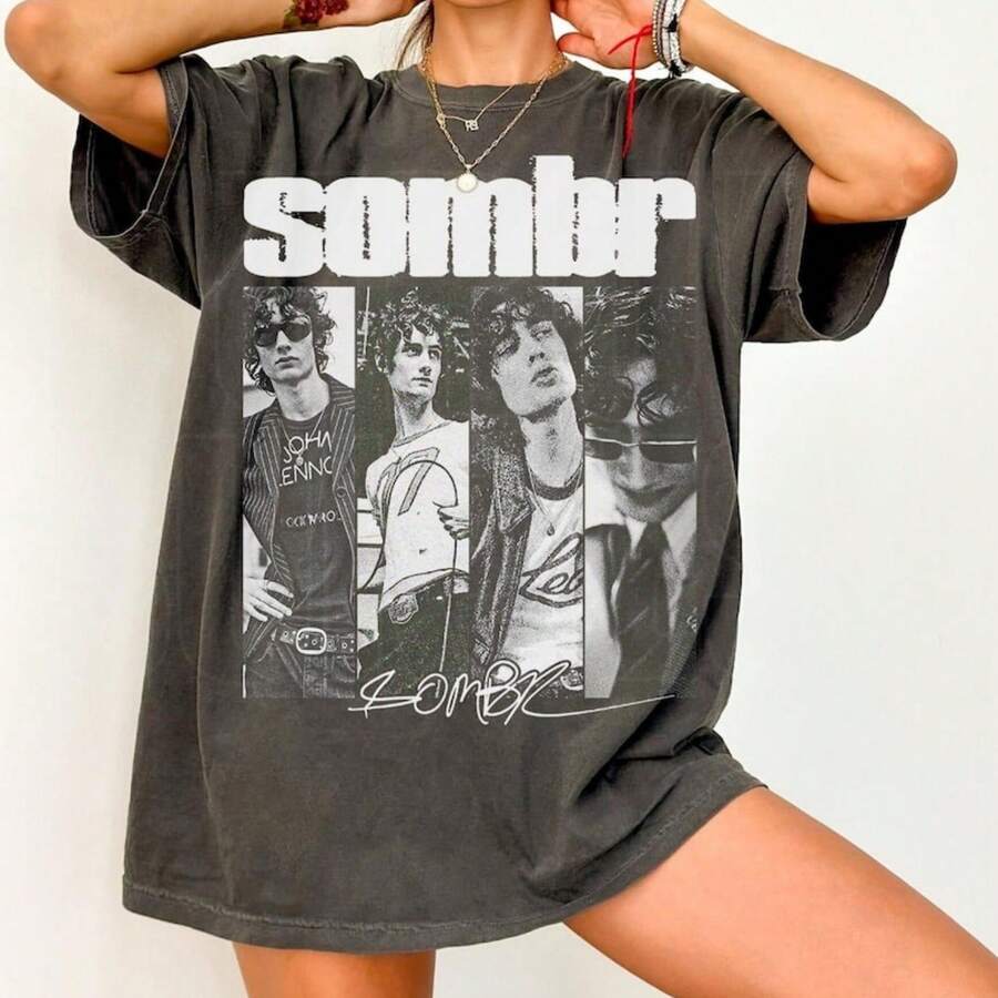 Merch Sombr Tour Music Vintage ComfortColors Shirt, Tshirt, Gildan Sweatshirt, Hoodies, Youth Tee - 黑色 - 查看 1