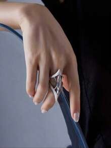 Cyberpunk Blade Ring, Exaggerated Fashion, Women's Adjustable Open Ring, Jewelry Gift - Silver - View 2