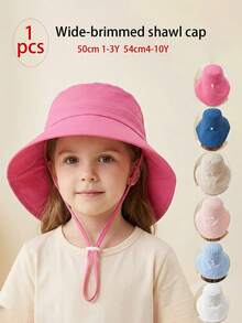 1顶可调节儿童遮阳帽，宽檐渔夫帽，适合1-10岁男孩女孩，夏季防紫外线颈部遮阳帽 - 彩色 - 查看 2