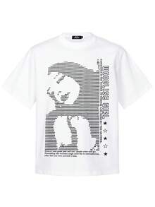 Tiny Spark Men's Fashionable Figure Print White Short Sleeve T-Shirt - White - View 2