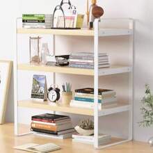 1pc Desktop Storage Rack, Single-Tier Small Bookshelf, Office Display Shelf, Desktop Storage Box, Bedroom/Dorm Accessory - White - View 2