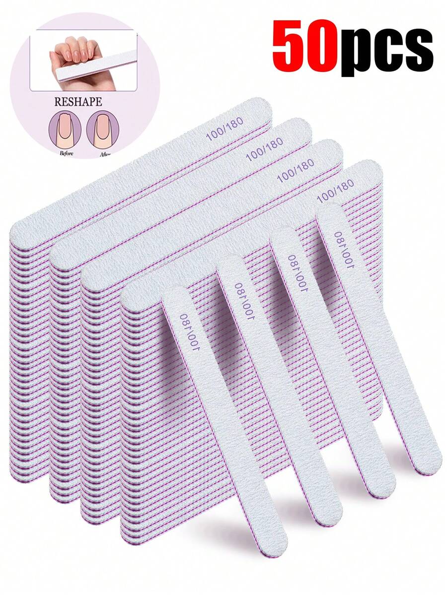 100/180 Grit Double-Sided Professional Nail File, Black Nail Care Manicure Pedicure Sanding Block Nail Polishing Tool