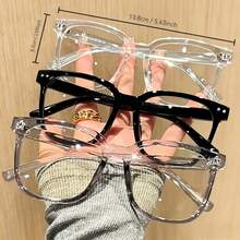 1pc Unisex Transparent Black Frame Glasses, Face-Fitting Design, Modern Campus Style, Suitable For Daily Wear And Fashion, Essential Stylish Eyewear - Multicolor - View 4