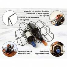 U Chef Soporte para Botellas de Vino, Estante de Vino Moderno de Metal, Almacenamiento de Botellas de Vino, Organizador de Botellas de Vino para 9 Botellas. - Ver 5