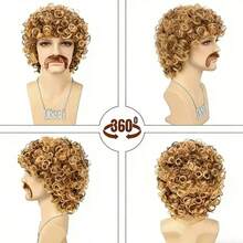 5pcs/Set Halloween Costume Wig - 70s 80s Disco Hippie Afro Wig, Wig, Glasses, Peace Necklace, Suitable For Halloween, Christmas Party, Cosplay, Daily Wear - Multicolor - View 3