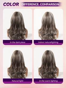 20 Inch Machine Made Long Curly Dark Brown Balayage Wavy Wig With Fringe, Voluminous Body Wave Adjustable Strap For Party Ready - Brown - View 9