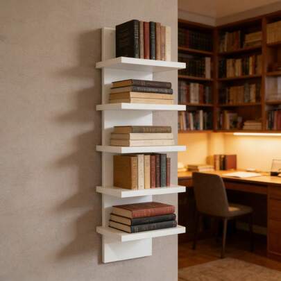 رف تخزين حائطي من 5 طبقات، رف عرض عمودي موفر للمساحة، وحدة تخزين قوية للتجميع السهل، مناسبة لغرفة النوم والحمام والمطبخ وغرفة المعيشة والمكتب، رف كتب ديكور المنزل، هدية عيد الأم وموسم الزفاف