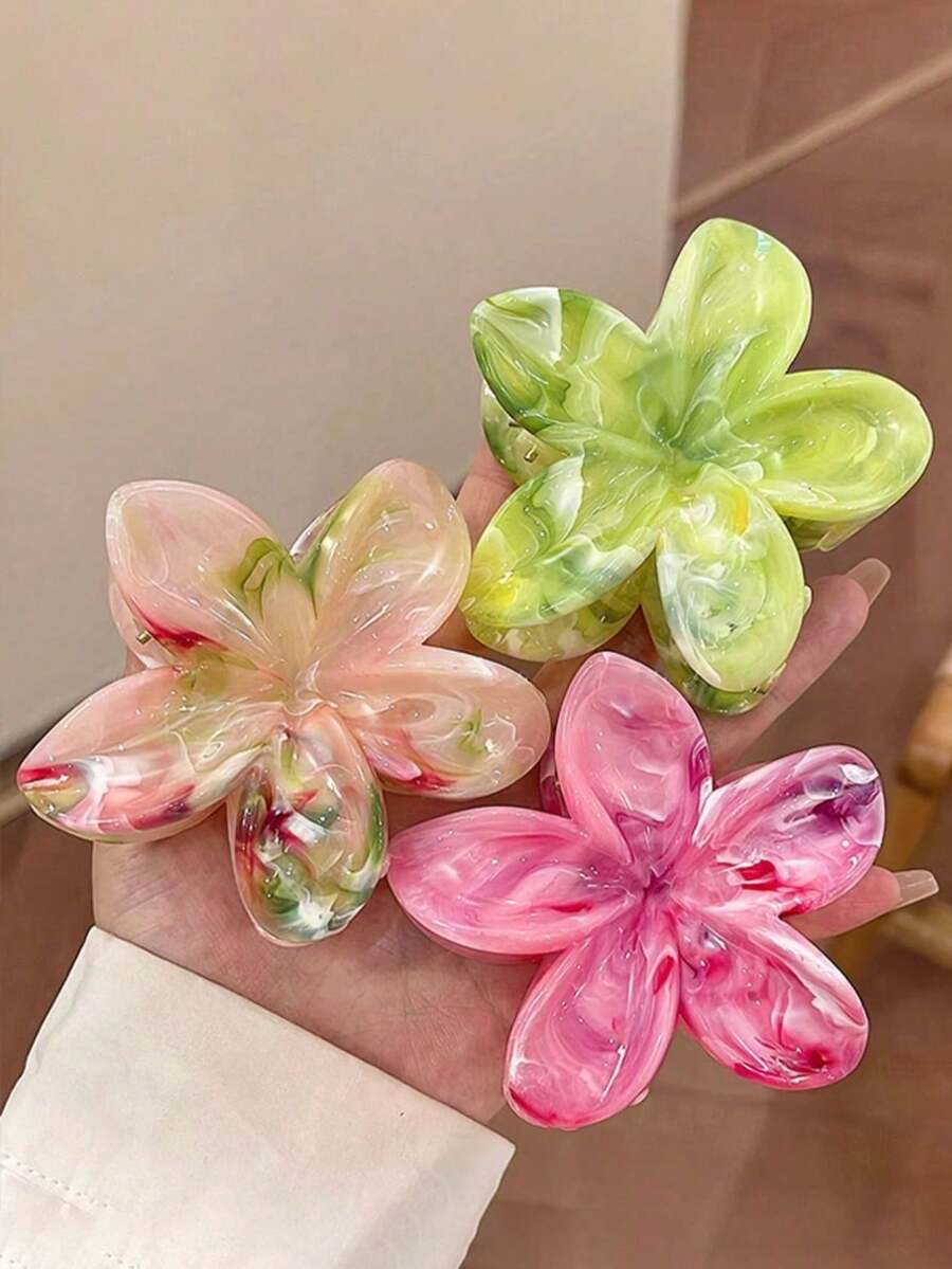 3个装女士粉绿渐变大号8厘米/3.15英寸花朵发夹,轻盈塑料材质,时尚优雅简约,纯色设计,适合日常、休闲、派对、通勤、度假、盘发、马尾辫、洗脸、化妆等场合,是情人节、夏季、学校、大学、秋冬季节的理想发饰,也是女士沙滩、旅行、生日等场合的必备单品。 - 彩色 - 查看 1