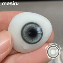 1副14.2毫米软性隐形眼镜，一年抛型时尚美妆，圣诞派对必备 - 灰色 - 查看 4