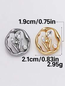Bộ 6 nút kim loại hình bó hoa đính đá và ngọc trai, thích hợp trang trí váy cưới, vest, áo khoác, áo len, quần áo nữ, đồ thủ công DIY, hộp trang sức, giày dép, mũ. - nhiều màu - Xem 2