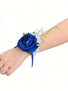 Bộ hoa cài áo và hoa cài ve áo cưới, vòng tay hoa giả, vòng tay hoa cài áo dự tiệc, hoa cài ve áo cho nam, phụ kiện hoa cưới, trang trí vest dự tiệc. - Nhiều màu - Xem 17