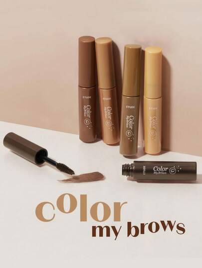  伊蒂之屋 (ETUDE) Color My Brows 眉毛定型膏采用柔和定型凝胶配方，可着色、梳理并定型眉毛，打造自然精致的妆效。纤细不结块的刷头确保均匀上色，打造根根分明的质感，完美贴合您的发色。蕴含尿囊素和蜂蜡成分。