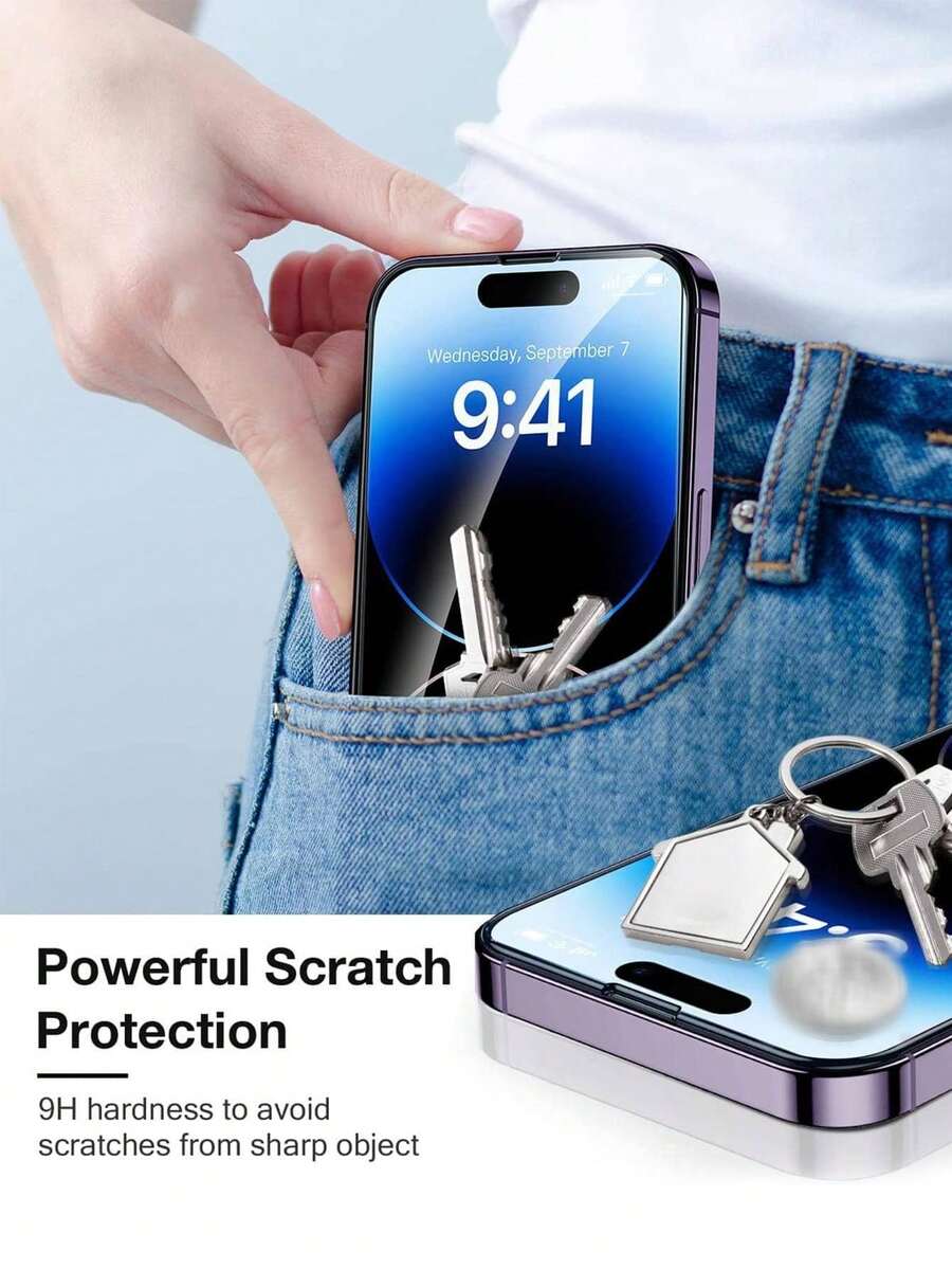 BOLLYMORE 适用于 17、17 Pro、17 Pro Max、16 Pro Max、16 的 3 片装高清防刮钢化玻璃屏幕保护膜 - 無色 - 查看 1