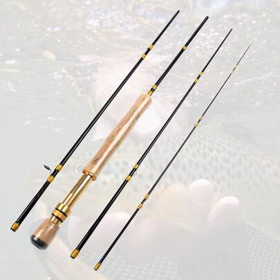 1.98m/2.1m Gold Color Fly Fishing Rod, Lightweight Long Distance Casting, 5/6# Ultra Soft & Lightweight Fly Fishing Rod, Carbon Fiber, Professional Fishing Gear For Stream Fishing