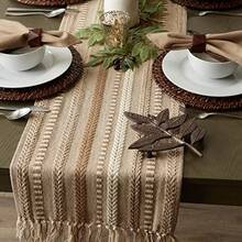 DII Table Runner Collection Cotton Stone 15x72 15x77 Fringe Included Dee - Stone - View 7