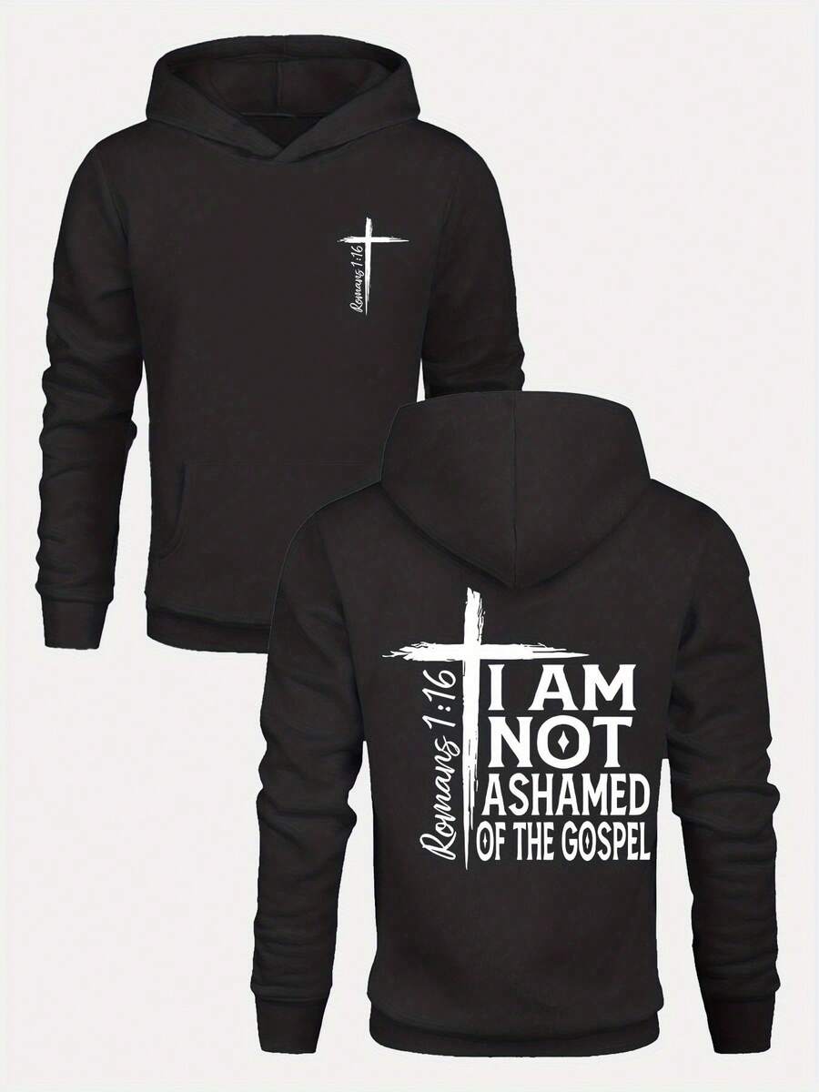 Men's I Am Not Ashamed Of Gospel Verse Hooded Sweatshirt - Beige -Lined Hoodie With Romans 1:16 Scripture Loose Fit 280g Winter Warmth Church Casual Wear & Faith-Based Gifts Essentials Hoodie Hoodie Women Sweatshirts Women Hoodies Men's Hoodie Sweatshirts Men Essentials Fear - màu đen - Xem 1